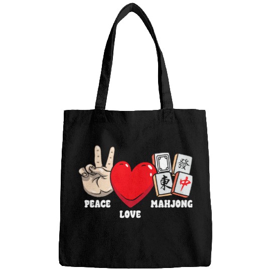 Peace Love Mahjong Funny Chinese Tile Game Player Hippie Bags