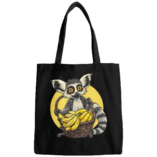 Banana Lemur Bananas Fruit Drawing Nature Animal Print Bags