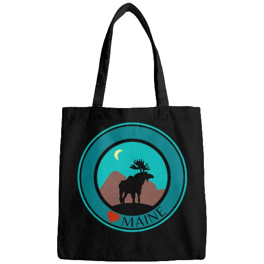 Cute Maine Moose Vacation Apparel Items Colorful Design Bags