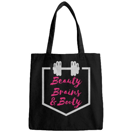 Beauty Brains Booty Workout Gym Fitness Exercise Funny Bags