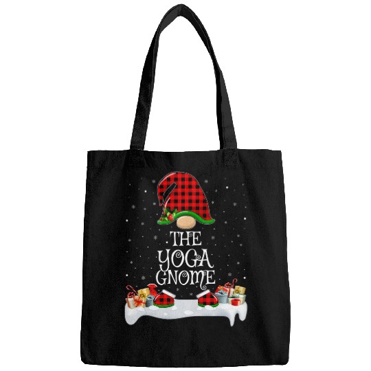 Matching Red buffalo plaidss The Yoga Gnome Christmas Bags