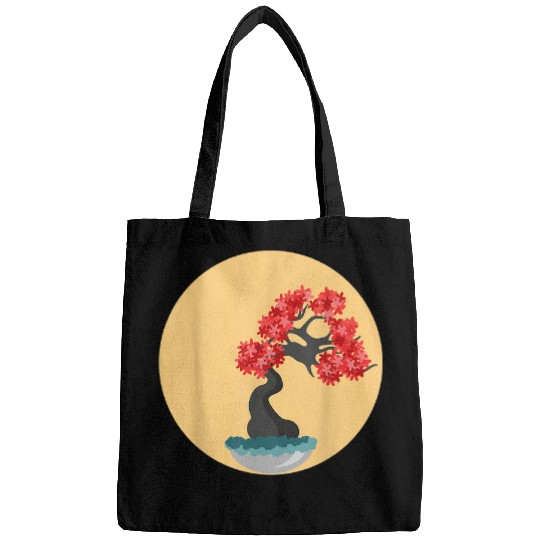 Beautiful Zen Bonsai Tree Enso Yoga Bonsai Circle Graphic Bags