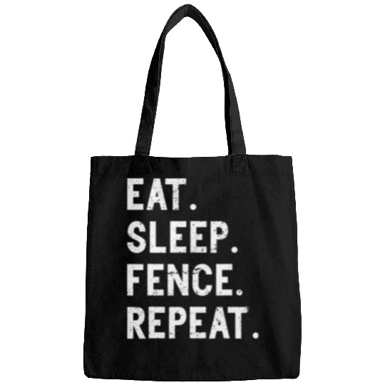 Eat Sleep Repeat Fence Dueling Fencer Sports Funny Fencing Bags