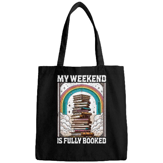 My Weekend Is Fully Booked Book Rainbow Reading Book Lover Bags