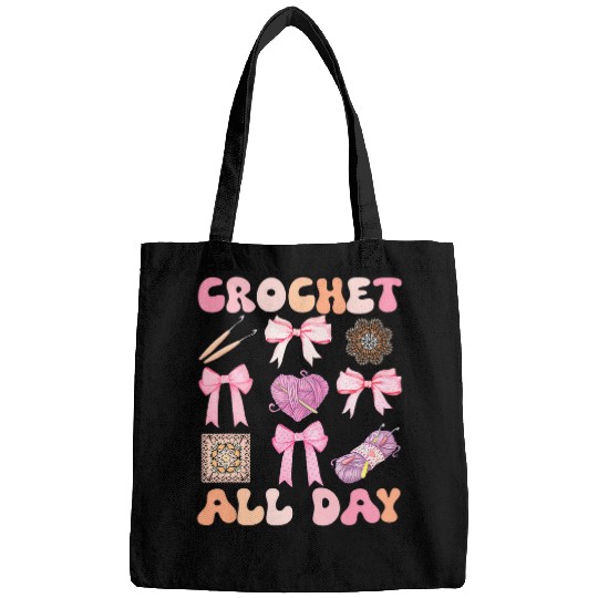Girl Core Crochet All Day Pinky Coquette Bow Crochet Lovers Bags