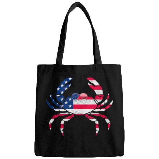 Patriotic Crab vintagess Usa American Flag 4th of July Desing Bags
