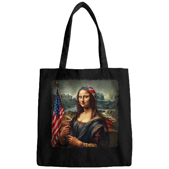 Patriotic Mona Lisa US Flag Bandana US American Mona Lisa Bags
