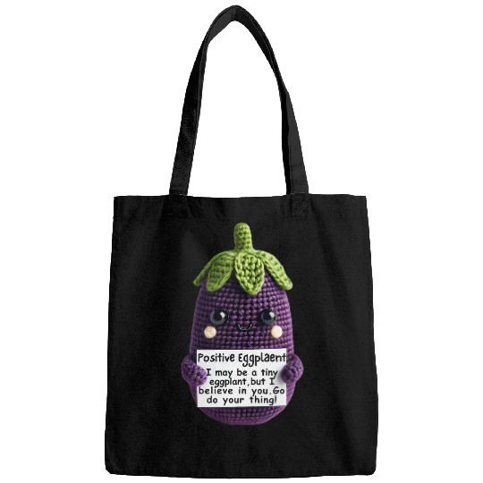 Funny Positive Eggplant Knitted Eggplant Crochet Motivation Bags