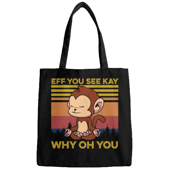 Eff You See Kay Why Oh You Monkey Yoga Retro vintagess Bags