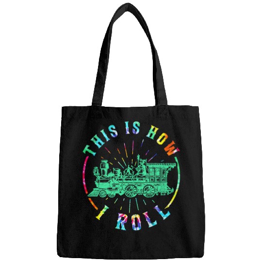 Funny Railroad Lovers Tie Dye Style Train Engineer Men Women Bags