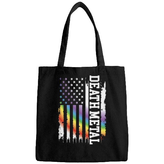 Death Metal United States Distressed Rainbow w US Flag Bags