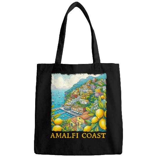 Amalfi Coast town Italy Trip Vacation Mediterranean Sea Bags