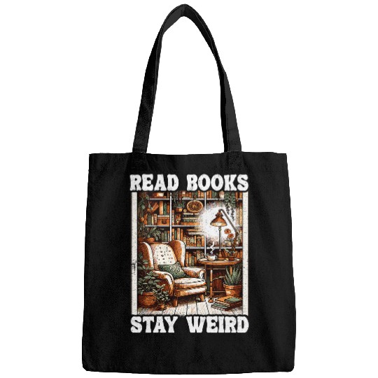 Read Books Stay Weird Book Lover Introvert Funny Book Bags