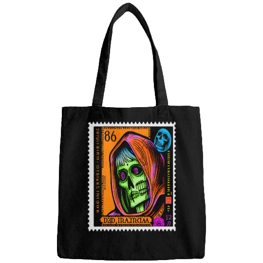 Grim Reaper Foreign Language Colorful Stamp Collection Art 1 Bags