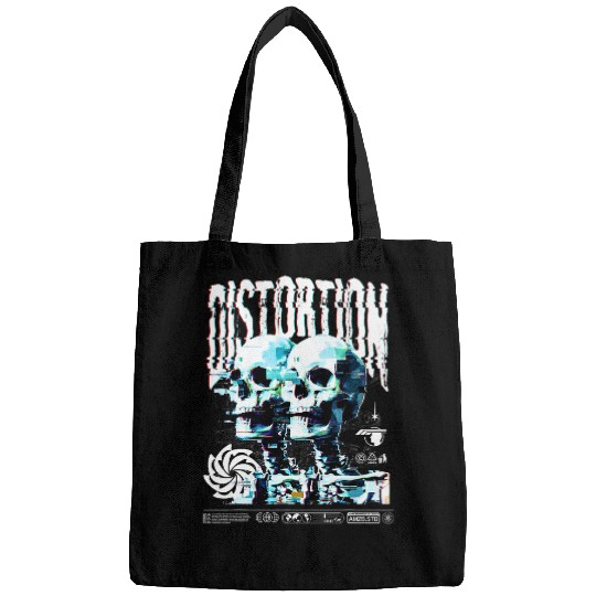 Distortion Trippy Glitch Art Skulls Y2K Urban Streewear Bags