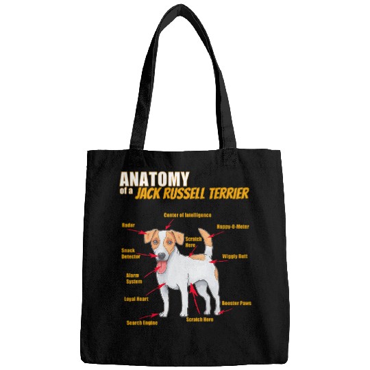 Funny anatomy of a Jack Russell Terrier dog clothes Bags