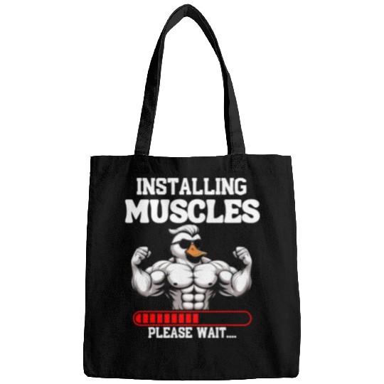 Installing Muscles Quackin Weightlifting Fitness Motivation Bags