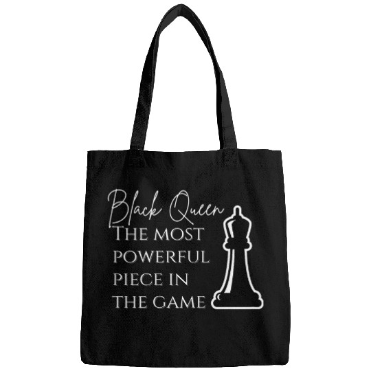 Womens Black Queen The mostss Powerful Piece In Game Chess apparel Bags