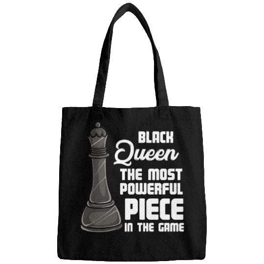 Womens Funny Chess Player Board Game Lover I Powerful Black Queen Bags