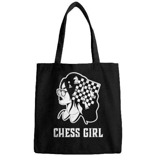 Womens Chess Girl Thinking Chess Player Chess Club Chessboard Lover Bags