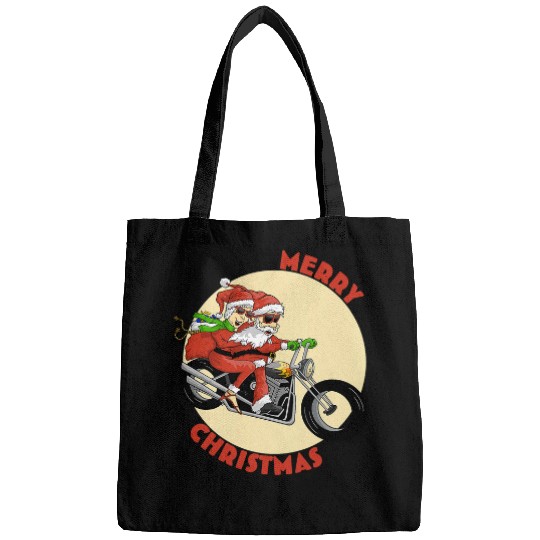 Mr and Mrs Claus on Motorcycle Christmas for Biker Couples Bags