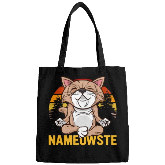 Funny Cat Lover Namaste Zen Yoga Meditation Buddhism Tee Bags