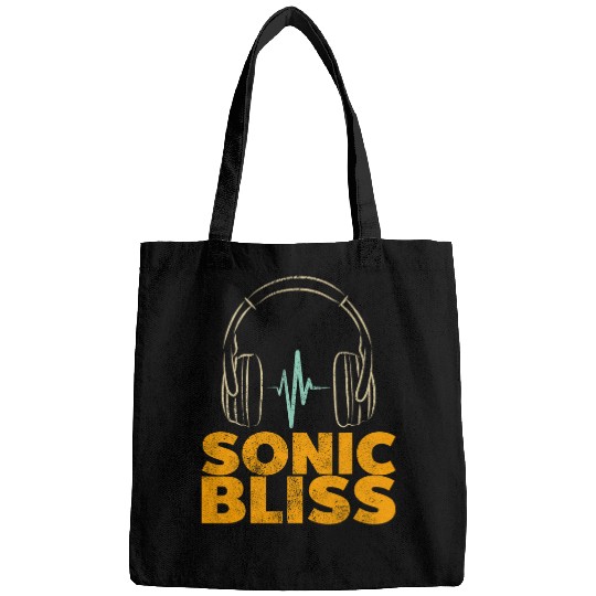 Music Lover Sonic Bliss Line Art Drawing of Headphone Bags