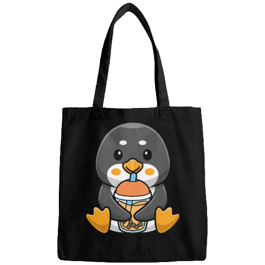 Bubble Milk Tea Penguin Cute Penguin Drinking Boba Milk Tea Bags