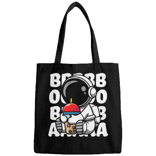 Cartoon astronaut drinking boba milk tea Bags