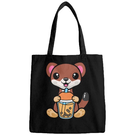 Bubble Milk Tea Weasel Cute Weasel Drinking Boba Milk Tea Bags