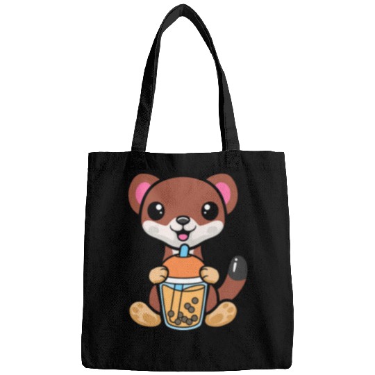 Bubble Milk Tea Weasel Cute Weasel Drinking Boba Milk Tea Bags