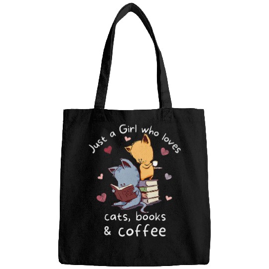 a girl who loves cats books and coffee kittens Bags