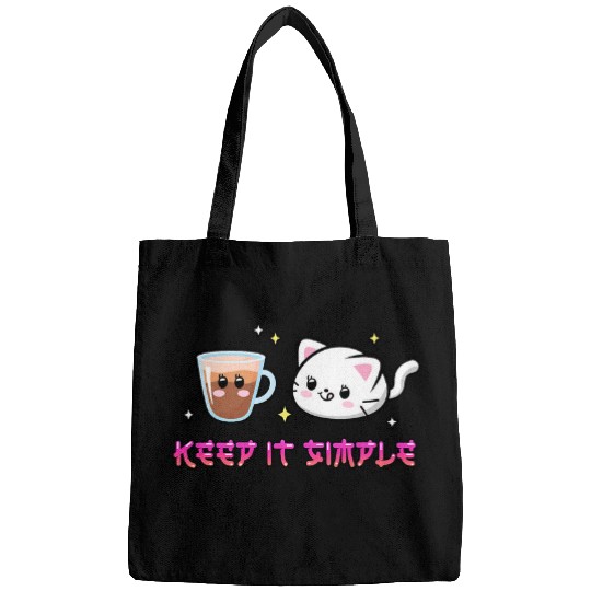 Cat Coffee Cute Kawaii Keep It Simple Japanese Anime Bags