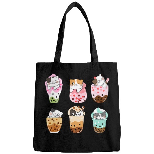 Cute Kawaii Cat Boba Bubble Milk Tea Anime Neko Cute Kittens Bags