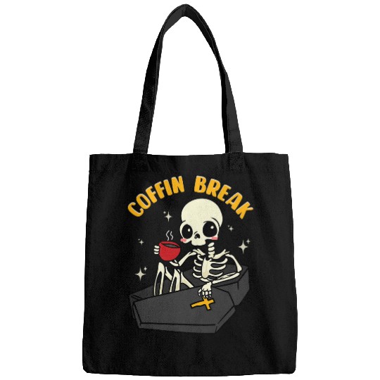 Funny Coffin Break Skeletons Coffee Mortician Funeral Bags