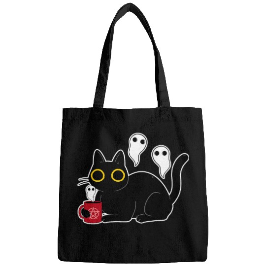 Funny black cats with Coffee Doing Black Magic with s Bags
