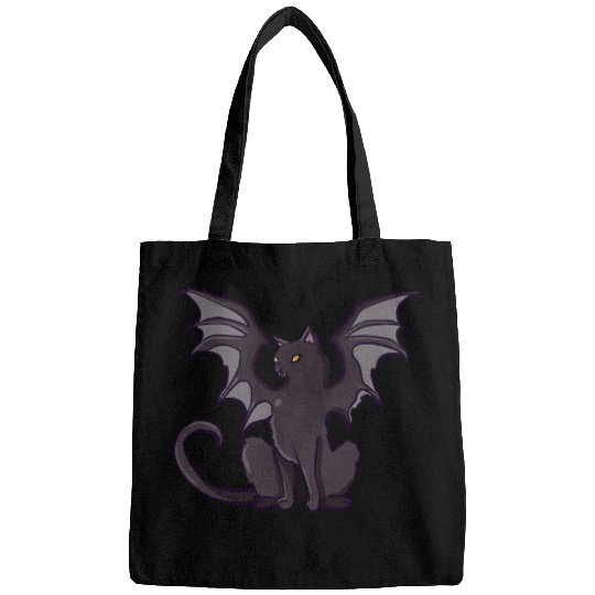 Funny Black Scary Cat With Bat Wings Halloween Costume Bags