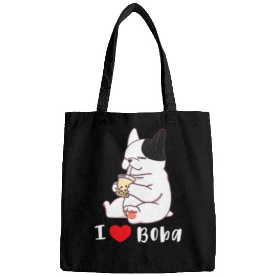 I Love Boba Tea Milk Tea French Bulldog Cute Bags