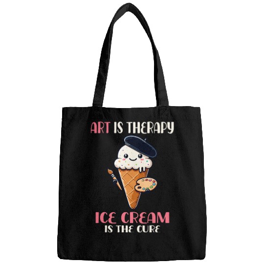 Art Is Therapy Ice Cream Is The Cure Painter Artist Bags