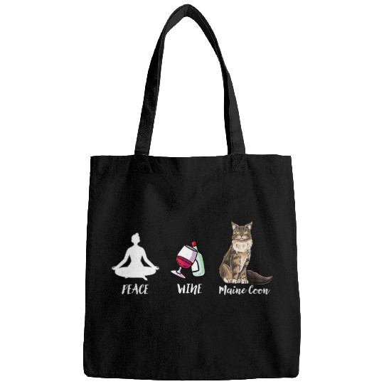 Cute Main Coon Cat Design Peace Wines Maine Coon Bags