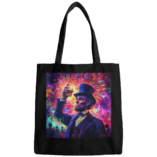 Abraham Lincoln Drinking Beer Funny USA American Flag July 4 15 Bags