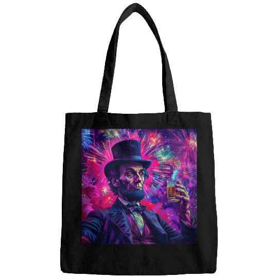 Abraham Lincoln Drinking Beer Funny USA American Flag July 4 29 Bags