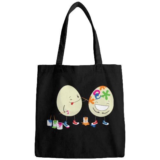 Happy Easter eggs decorating each other Bags
