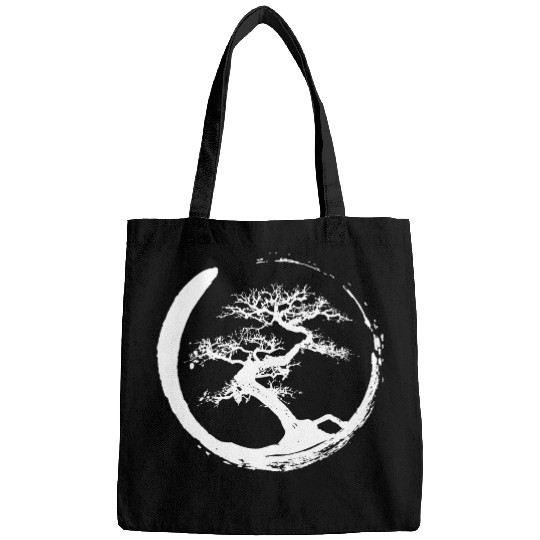 Zen Bonsai Tree in Enso Circle (white) Bags