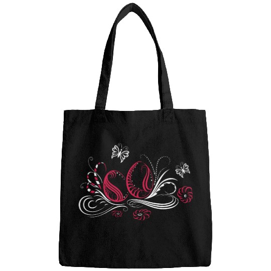 Calligraphy Easter Design with eggs and flowers. Bags