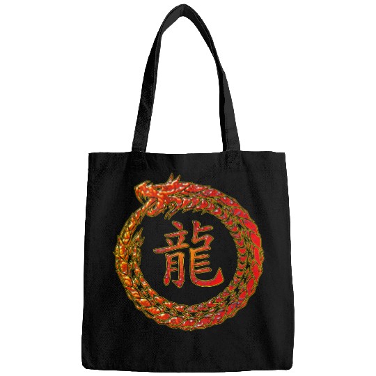 Fire Dragon In Circle with Chinese Dragon Symbol Bags