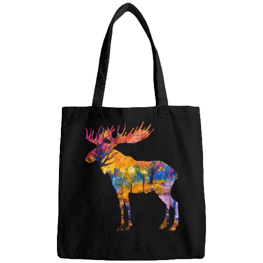 Colorful Canadian Moose Bags Abstract Paint Wild