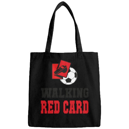 Walking red card referee soccer design Bags