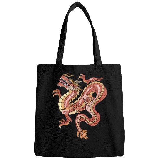 big red chinese dragon Bags