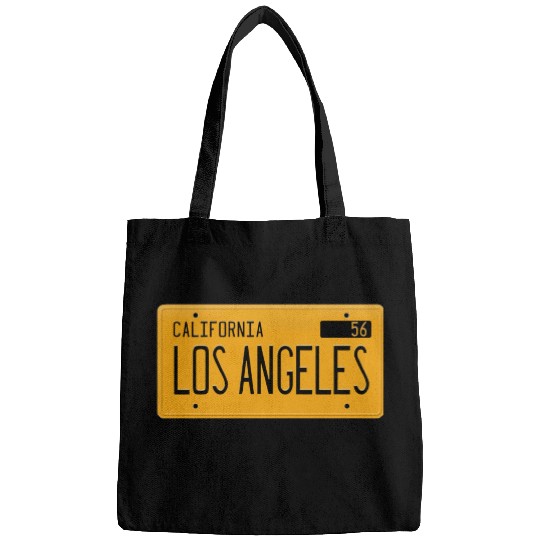 Los Angeles California 1956 yellow license plate Bags